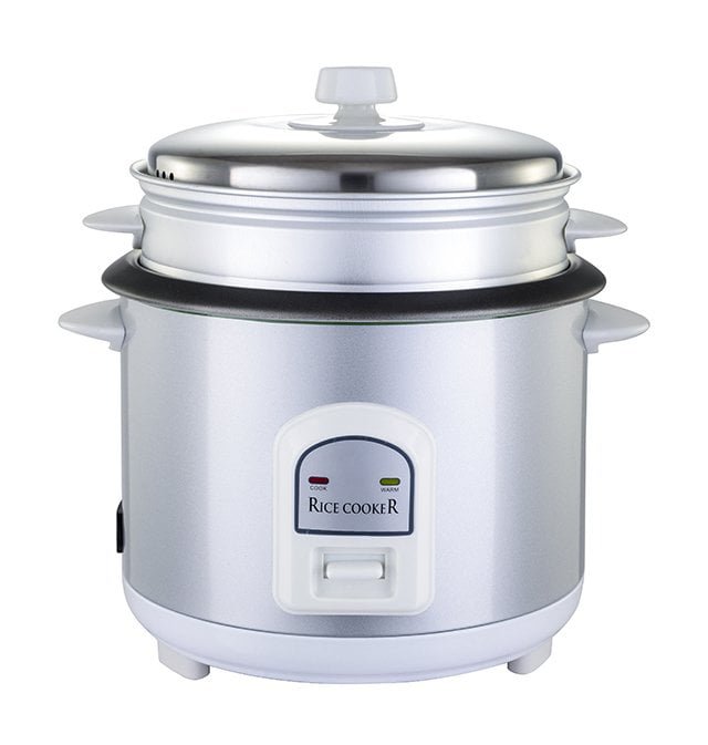 Sliver Color Deluxe Cylinder rice cooker with steamer basket and measuring cup Model ZL34