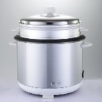 Sliver Color Deluxe Cylinder rice cooker with steamer basket and measuring cup Model ZL34