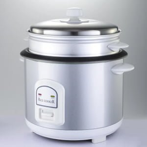 Sliver Color Deluxe Cylinder rice cooker with steamer basket and measuring cup Model ZL34