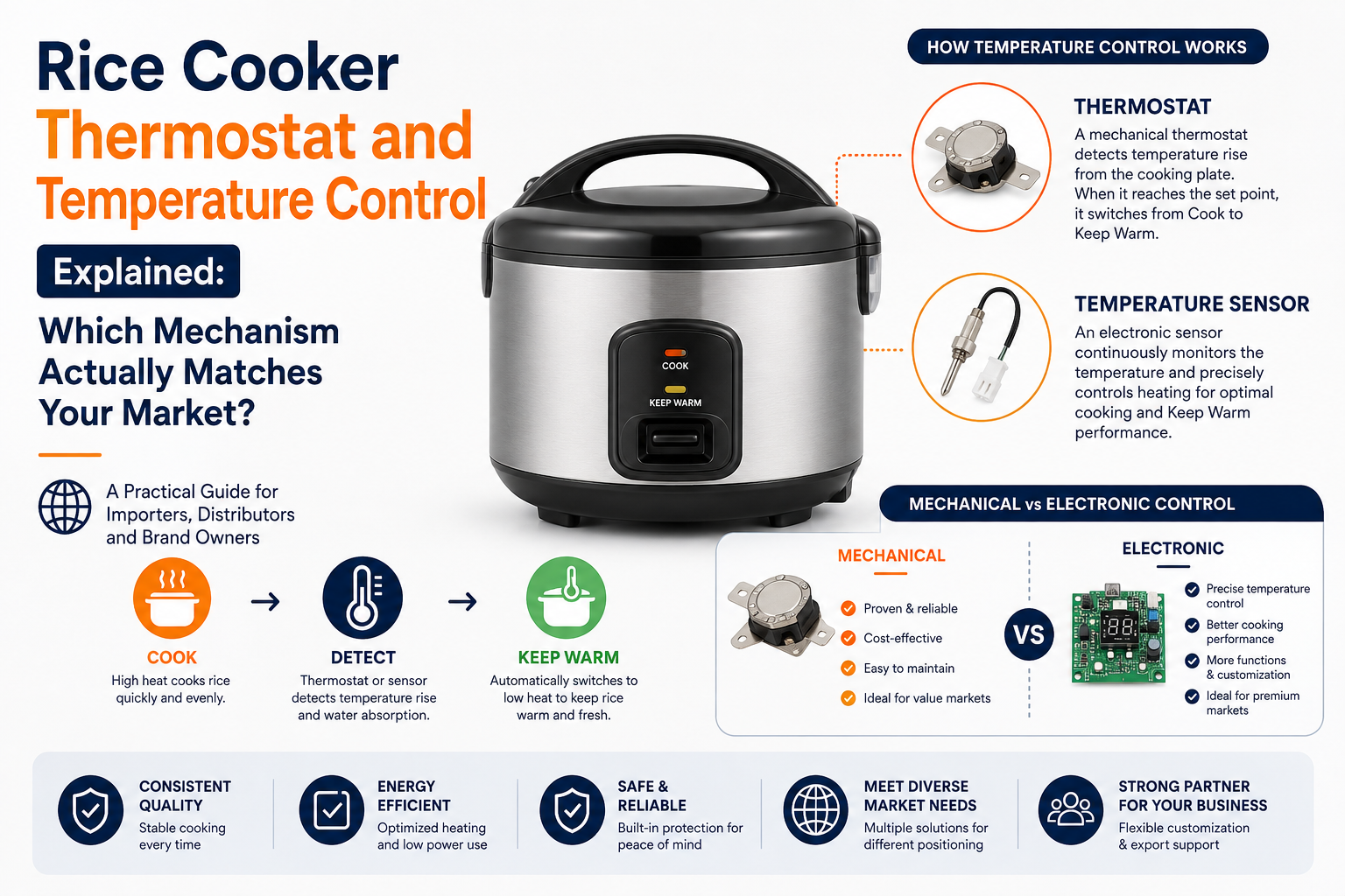 rice cooker thermostat positioned under heating plate with thermal contact