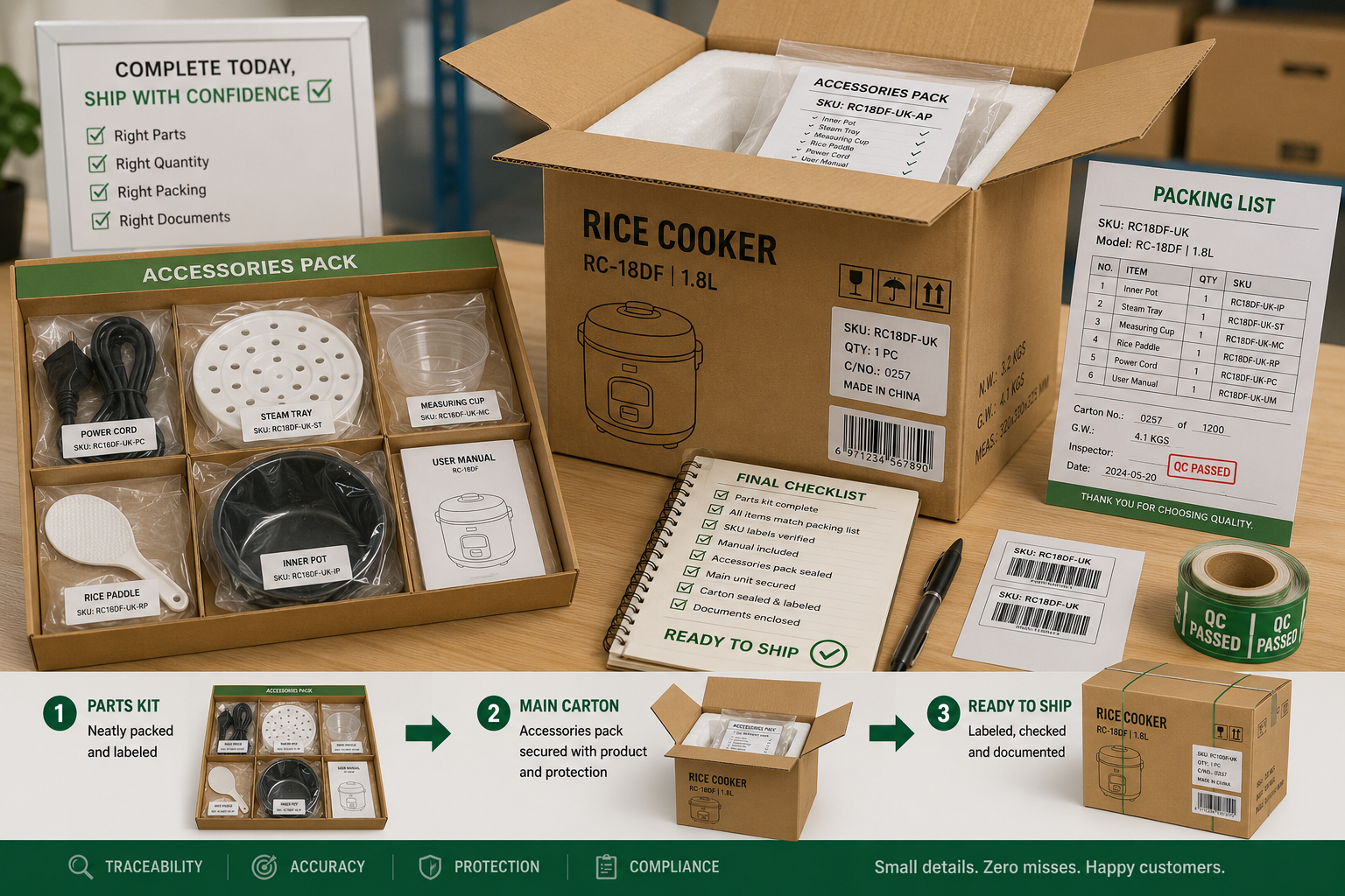 Standard rice cooker accessories set