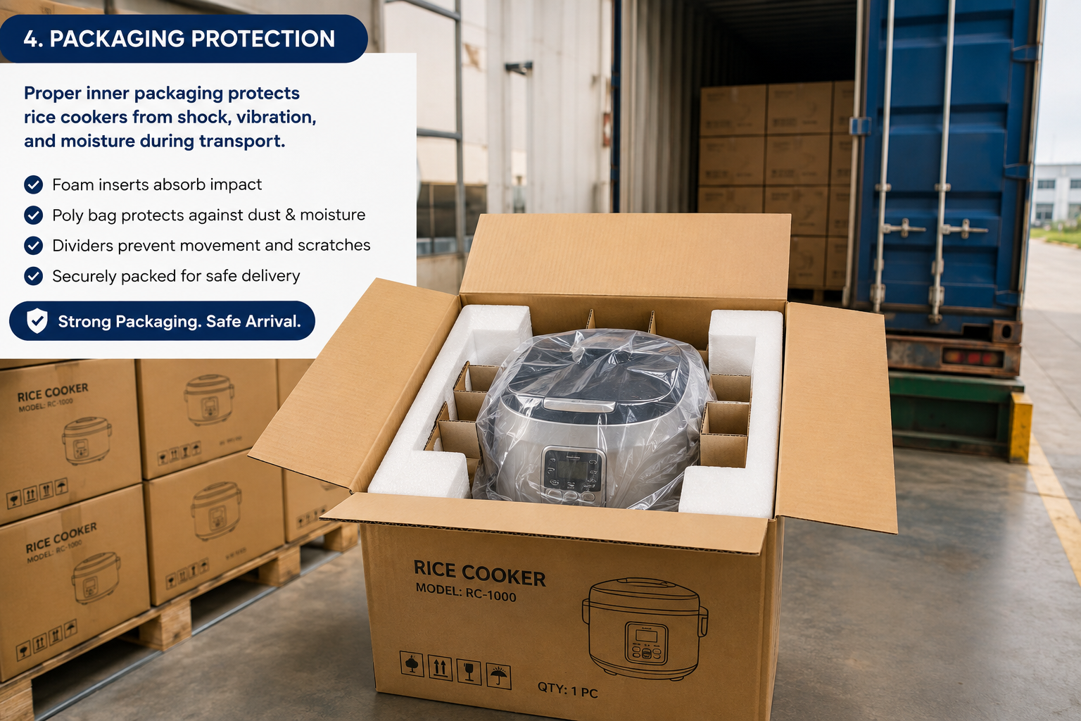Rice cooker carton specification sheet Carton dimensions and weight confirmation document