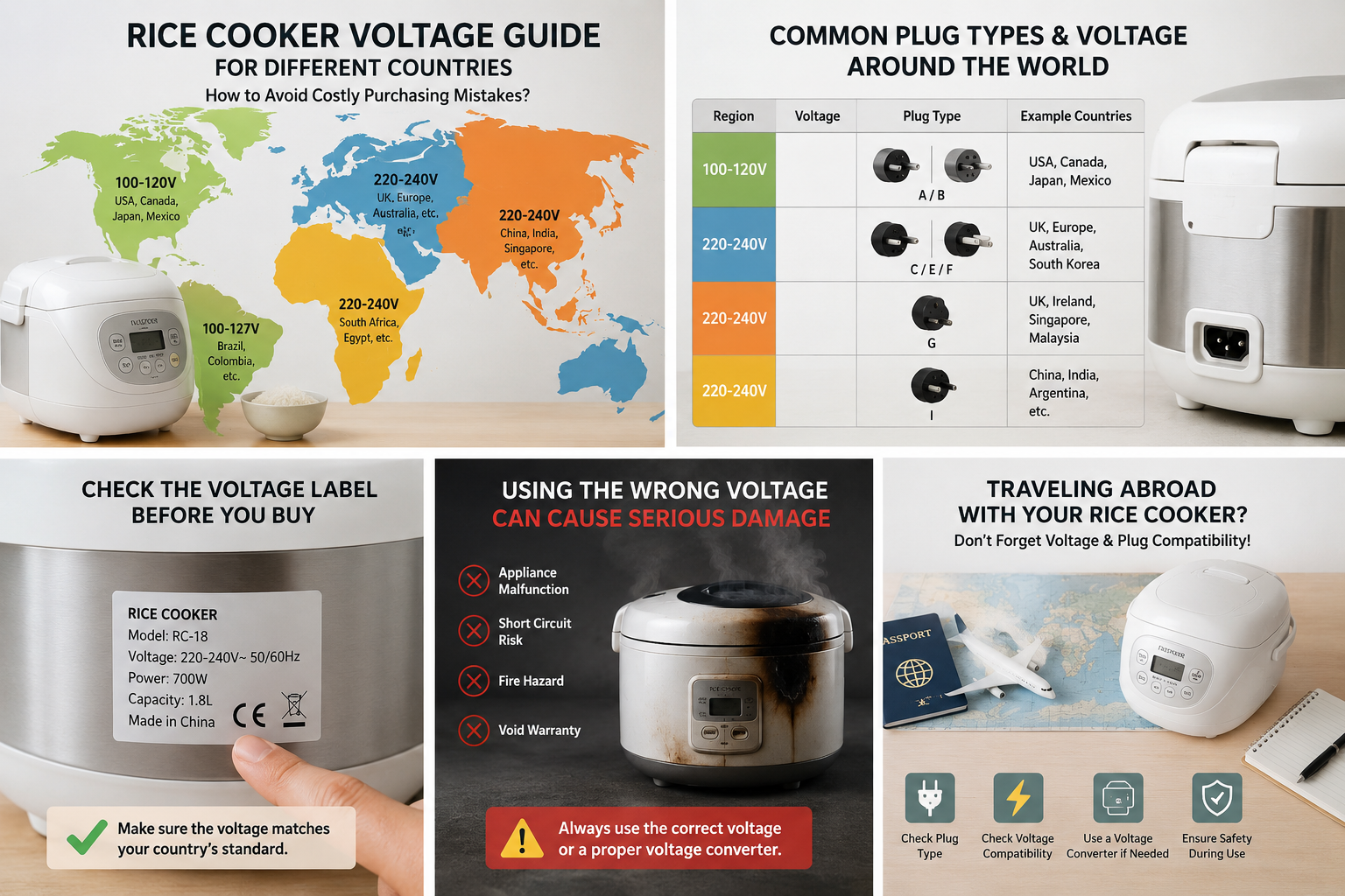 rice cooker voltage specifications label on product bottom